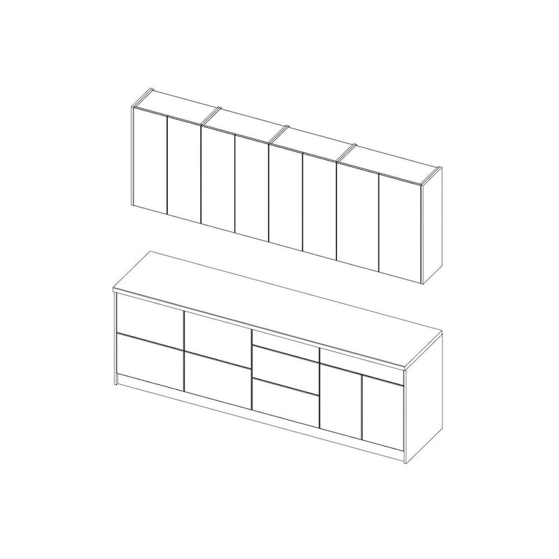 Collection Kitchen Fusion Base Teck Naturel & Noir Largeur 8.5Ft - 103x24