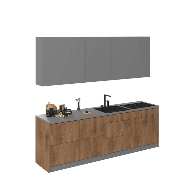 Collection Kitchen Fusion Base Teck Naturel & Noir Largeur 8.5Ft - 103x24