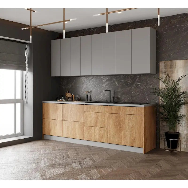 Collection Kitchen Fusion Base Teck Naturel & Noir Largeur 8.5Ft - 103x24