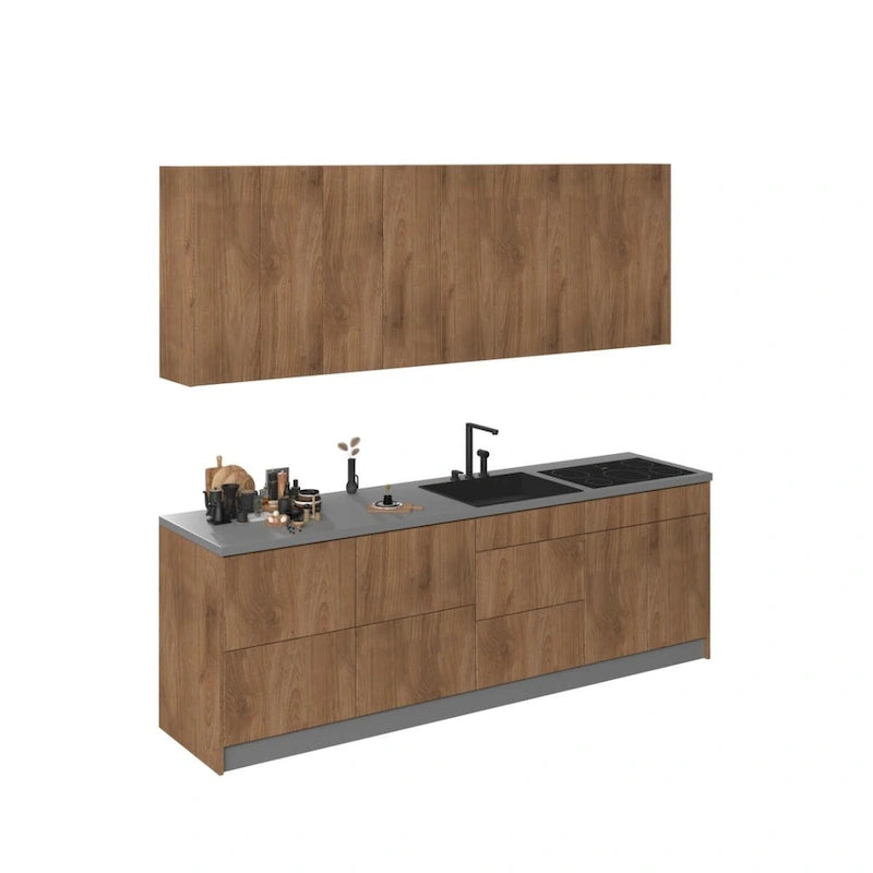 Collection Kitchen Fusion Base Teck Naturel & Noir Largeur 8.5Ft - 103x24