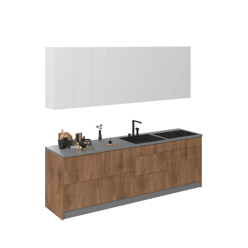 Collection Kitchen Fusion Base Teck Naturel & Noir Largeur 8.5Ft - 103x24