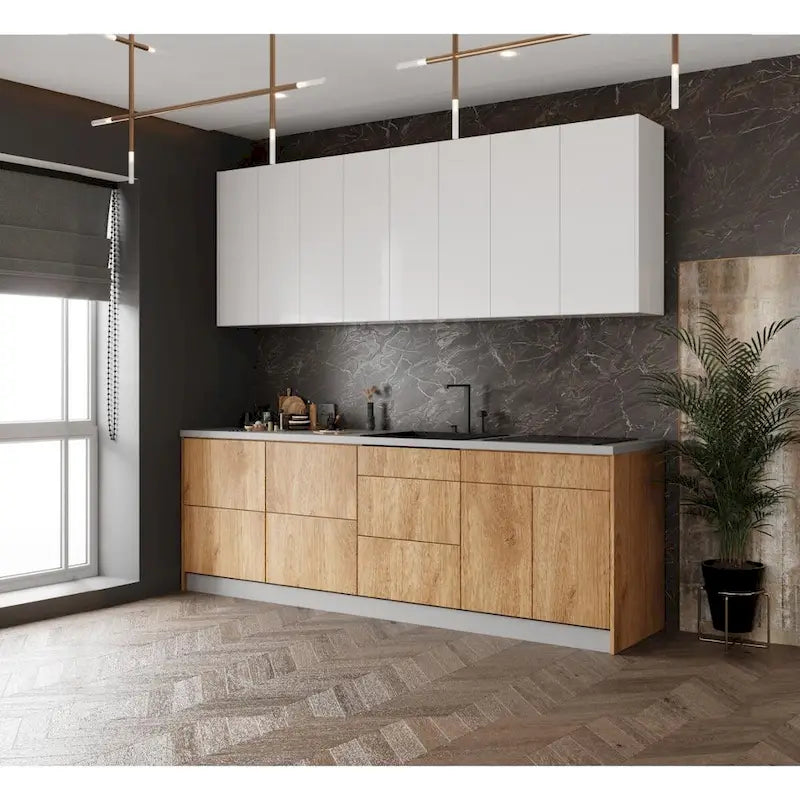Collection Kitchen Fusion Base Teck Naturel & Noir Largeur 8.5Ft - 103x24