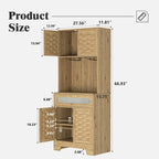 Armoire de Rangement Haute 67" pour Cuisine, Buffet Autoportant, Meuble Bar pour Alcool, Meuble de Rangement Autonome