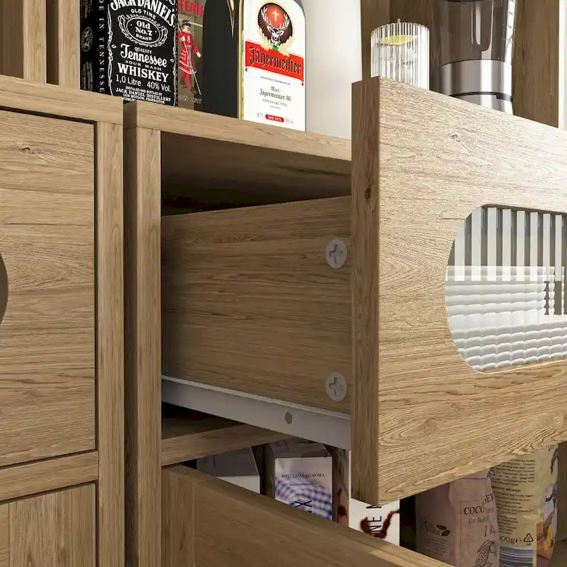 Armoire de Rangement Haute 67" pour Cuisine, Buffet Autoportant, Meuble Bar pour Alcool, Meuble de Rangement Autonome