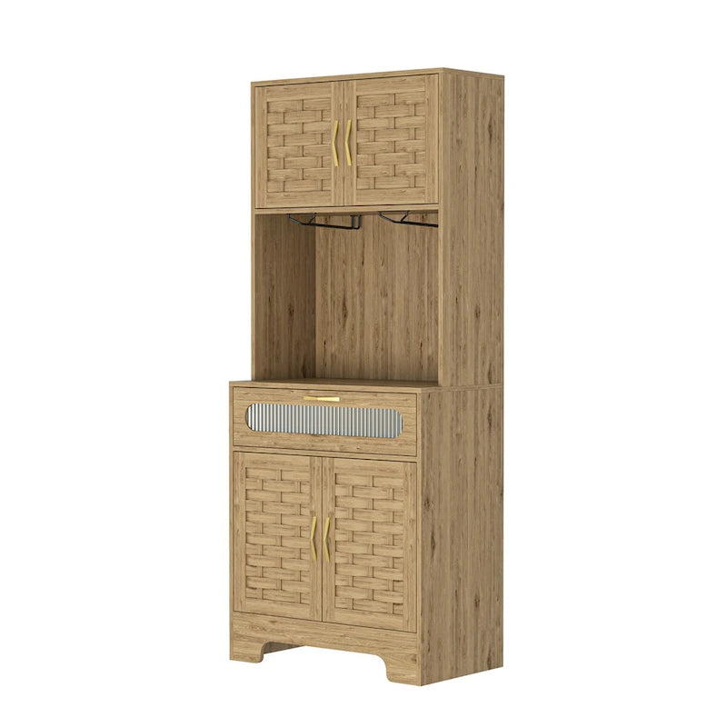 Armoire de Rangement Haute 67" pour Cuisine, Buffet Autoportant, Meuble Bar pour Alcool, Meuble de Rangement Autonome