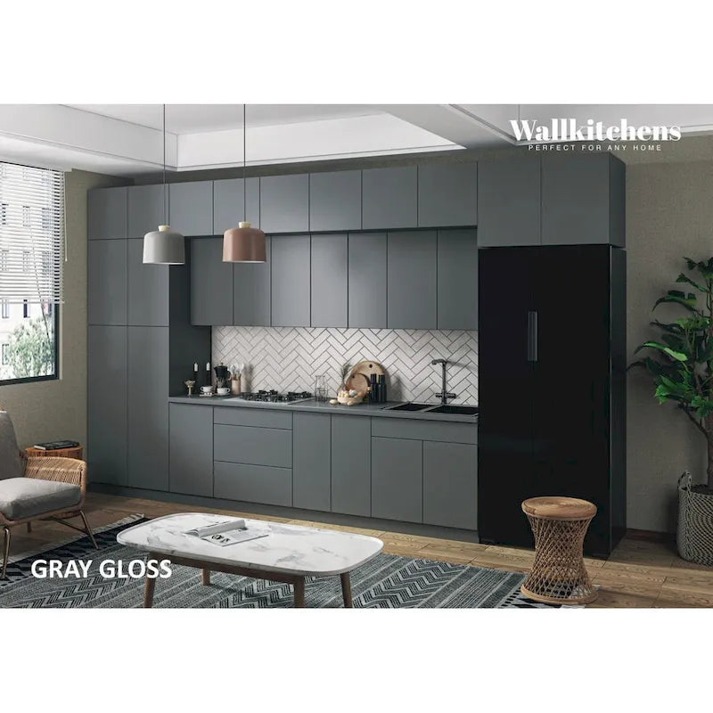 Cuisine Collection Serene Gris et Blanc Brillant Taille de Base 4,57m de Large - 180x107