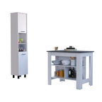 Ensemble de cuisine 2 pièces FM Furniture Nashville, îlot de cuisine Brooklyn et armoire de rangement Sheffield