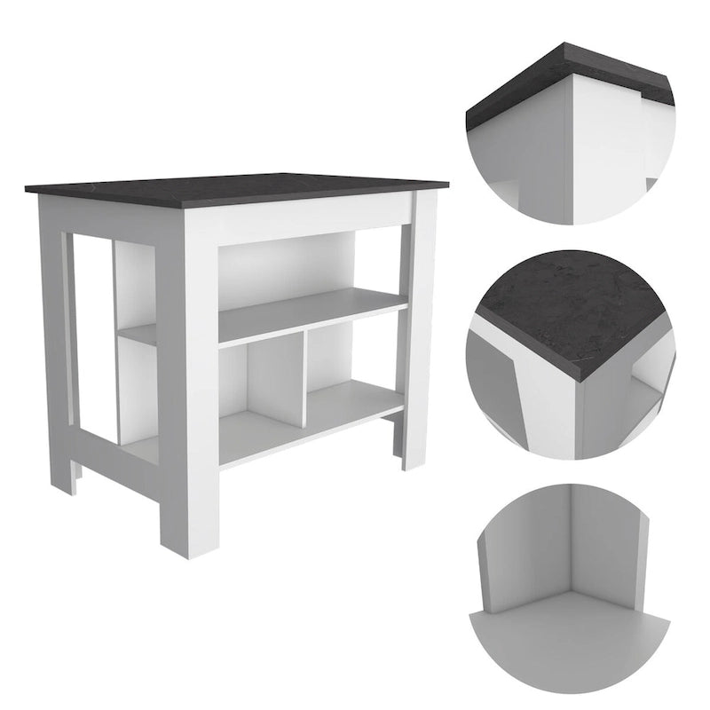 Ensemble de cuisine 2 pièces FM Furniture Nashville, îlot de cuisine Brooklyn et armoire de rangement Sheffield