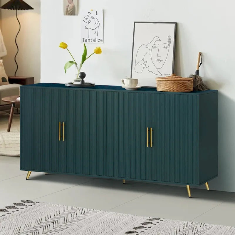 Meuble TV en bois avec armoire de rangement et étagères réglables