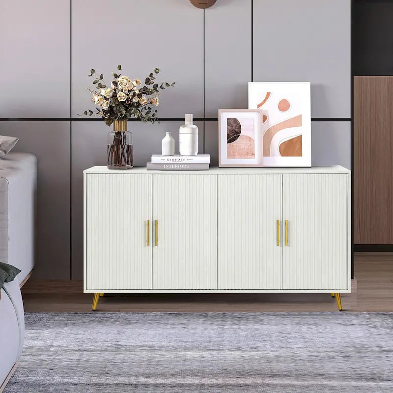 Meuble TV en bois avec armoire de rangement et étagères réglables