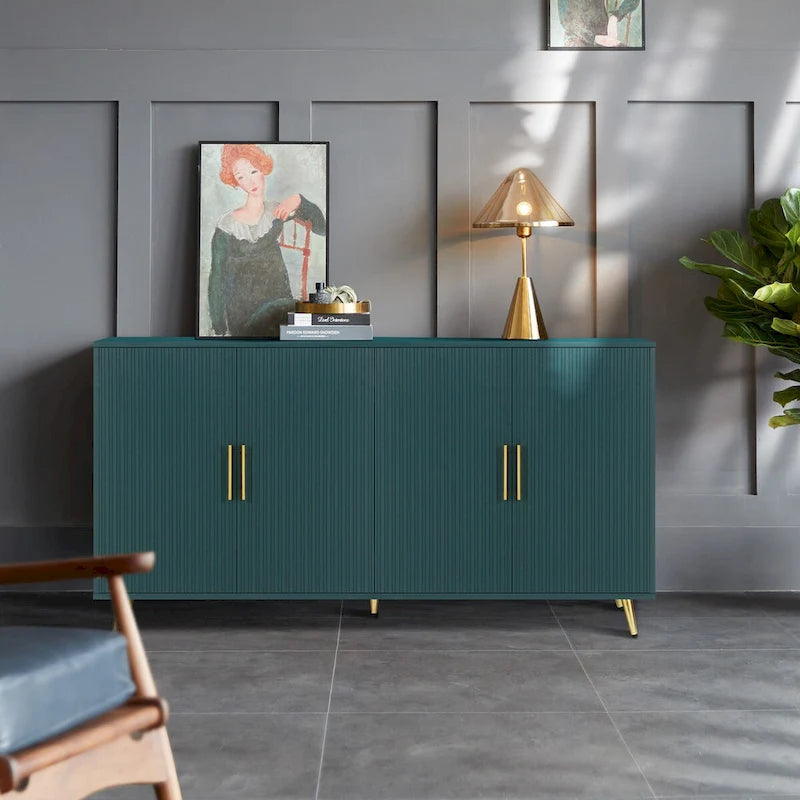 Meuble TV en bois avec armoire de rangement et étagères réglables