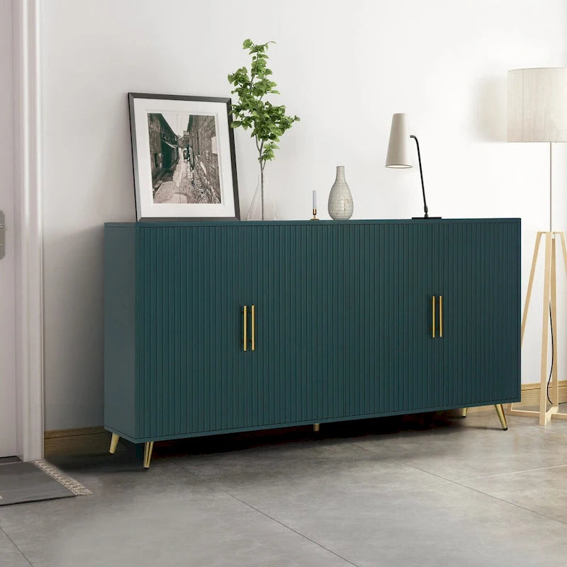 Meuble TV en bois avec armoire de rangement et étagères réglables