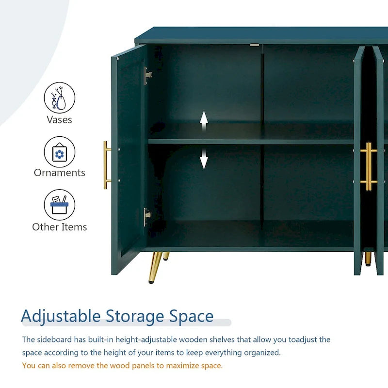 Meuble TV en bois avec armoire de rangement et étagères réglables