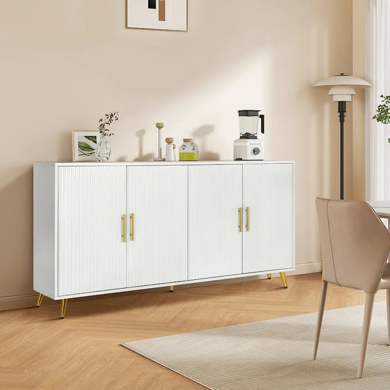 Meuble TV en bois avec armoire de rangement et étagères réglables