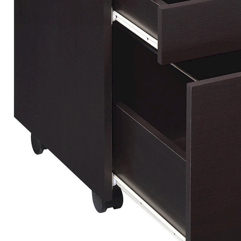 Classeur mobile 3 tiroirs de 66 cm, roulettes lisses, cappuccino foncé