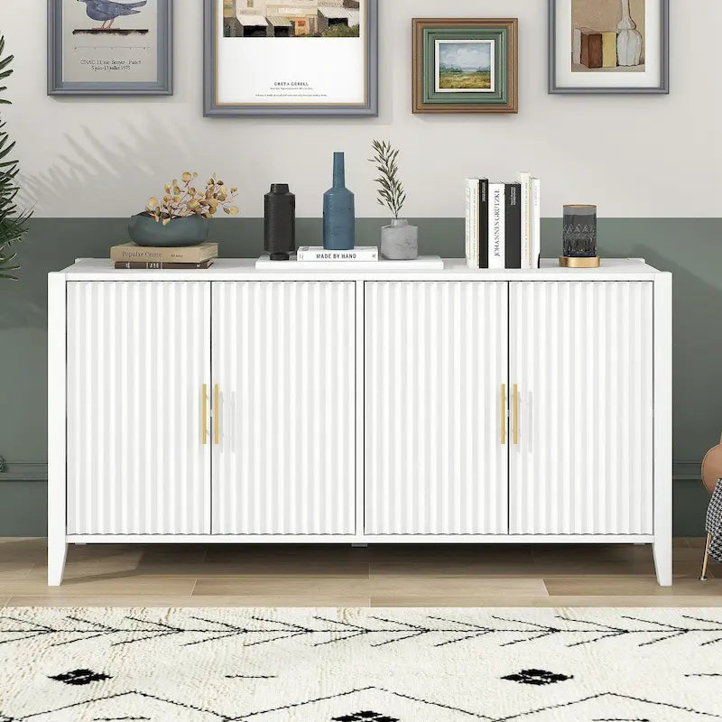 Meuble de Rangement Buffet en Bois avec Poignées en Métal
