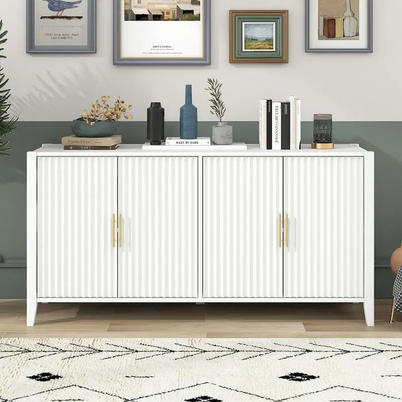 Meuble de Rangement Buffet en Bois avec Poignées en Métal