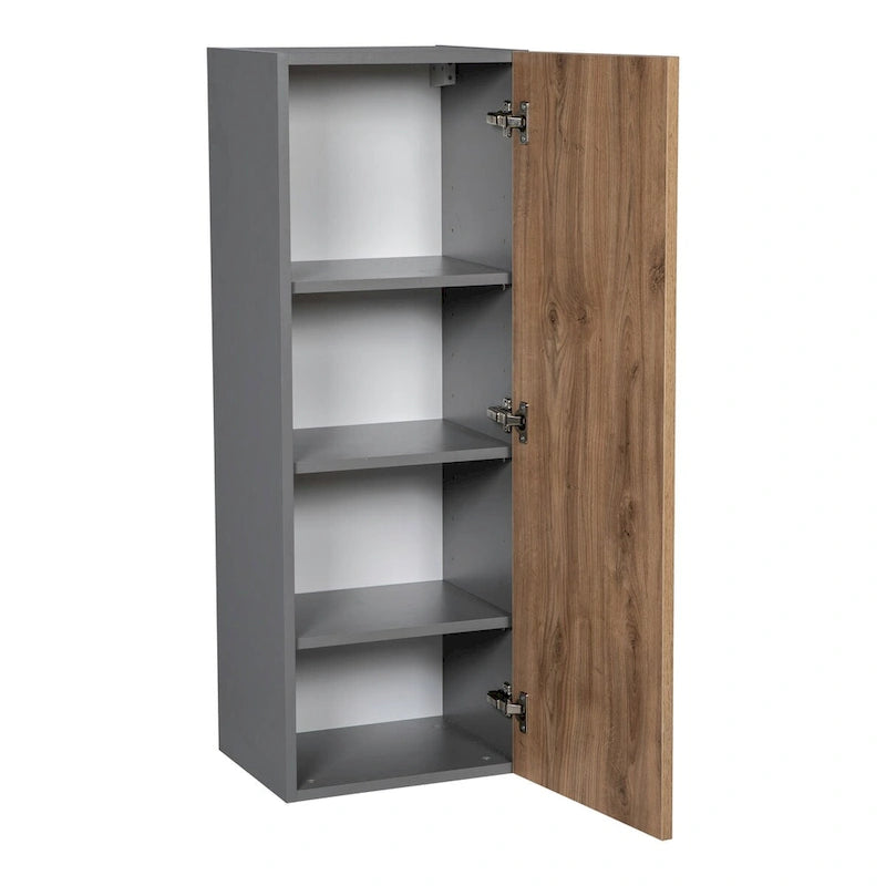 Meuble haut mural 12 x 42 – Porte simple – Gris – 12 x 42 x 12