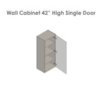 Meuble haut mural 12 x 42 – Porte simple – Gris – 12 x 42 x 12