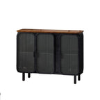 Meuble d'appoint vintage avec porte et étagères en verre trempé dépoli, buffet de cuisine, meuble d'entrée
