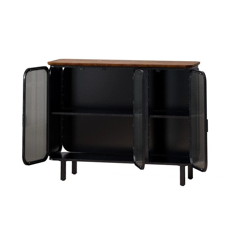 Meuble d'appoint vintage avec porte et étagères en verre trempé dépoli, buffet de cuisine, meuble d'entrée