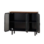 Meuble d'appoint vintage avec porte et étagères en verre trempé dépoli, buffet de cuisine, meuble d'entrée