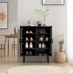 Meuble de rangement 4 portes en cannage de rotin