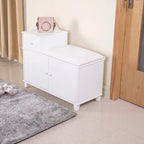 Banc Coffre à Chaussures Ottoman en Bois Blanc avec Tiroir - 80*35*60 cm