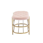 Banquette ronde en fer forgé avec coussin en velours et sac de rangement souple pour chaussures