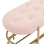 Banquette ronde en fer forgé avec coussin en velours et sac de rangement souple pour chaussures