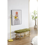 Banquette ronde en fer forgé avec coussin en velours et sac de rangement souple pour chaussures
