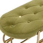 Banquette ronde en fer forgé avec coussin en velours et sac de rangement souple pour chaussures
