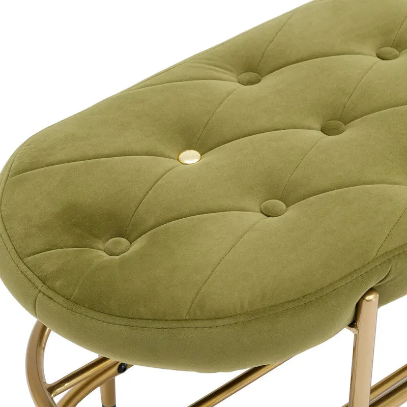 Banquette ronde en fer forgé avec coussin en velours et sac de rangement souple pour chaussures