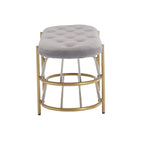 Banquette ronde en fer forgé avec coussin en velours et sac de rangement souple pour chaussures