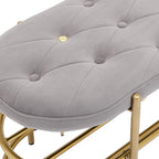 Banquette ronde en fer forgé avec coussin en velours et sac de rangement souple pour chaussures