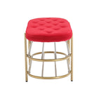 Banquette ronde en fer forgé avec coussin en velours et sac de rangement souple pour chaussures