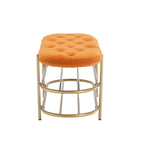 Banquette ronde en fer forgé avec coussin en velours et sac de rangement souple pour chaussures