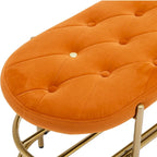 Banquette ronde en fer forgé avec coussin en velours et sac de rangement souple pour chaussures