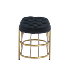 Banquette ronde en fer forgé avec coussin en velours et sac de rangement souple pour chaussures
