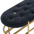 Banquette ronde en fer forgé avec coussin en velours et sac de rangement souple pour chaussures