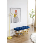 Banquette ronde en fer forgé avec coussin en velours et sac de rangement souple pour chaussures