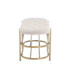Banquette ronde en fer forgé avec coussin en velours et sac de rangement souple pour chaussures