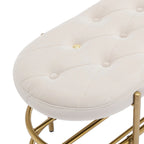 Banquette ronde en fer forgé avec coussin en velours et sac de rangement souple pour chaussures