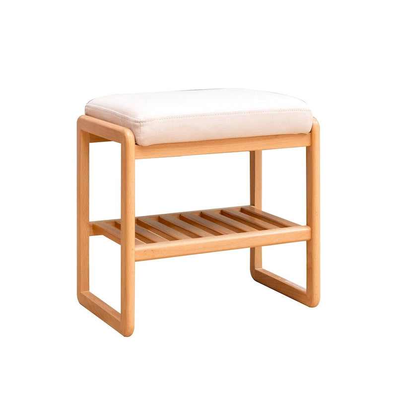 Banc à Chaussures en Bois, Organisateur Étagère avec Coussin en Éponge à Haute Élasticité