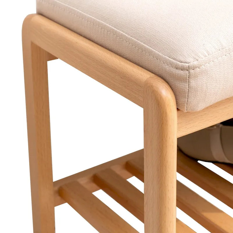Banc à Chaussures en Bois, Organisateur Étagère avec Coussin en Éponge à Haute Élasticité