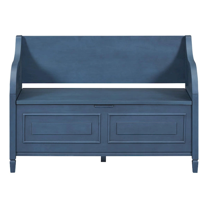Banc de rangement multifonctionnel en bois massif de style rustique pour entrée avec charnière de sécurité