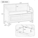 Banc de rangement multifonctionnel en bois massif de style rustique pour entrée avec charnière de sécurité