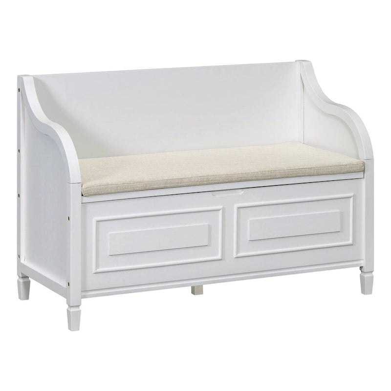 Banc de rangement multifonctionnel en bois massif de style rustique pour entrée avec charnière de sécurité