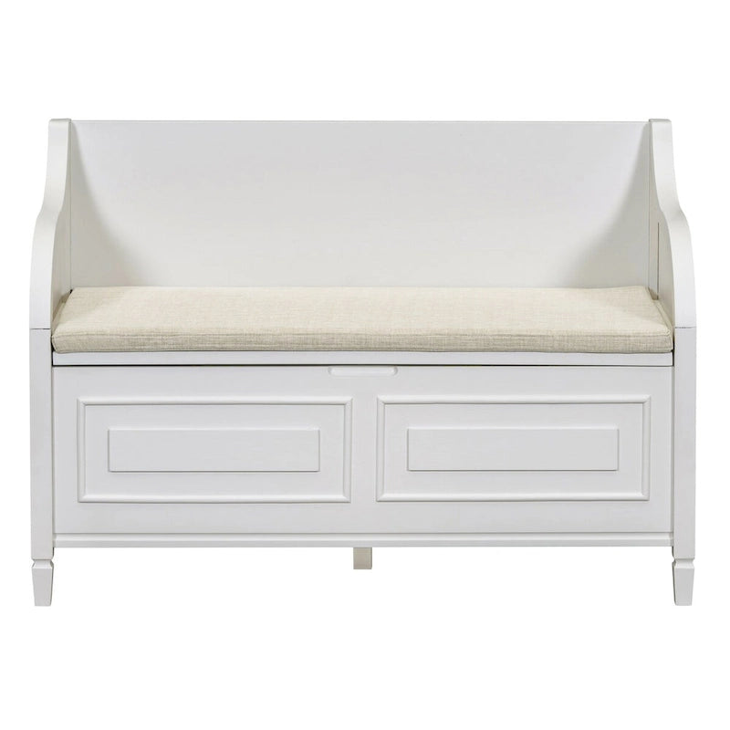 Banc de rangement multifonctionnel en bois massif de style rustique pour entrée avec charnière de sécurité