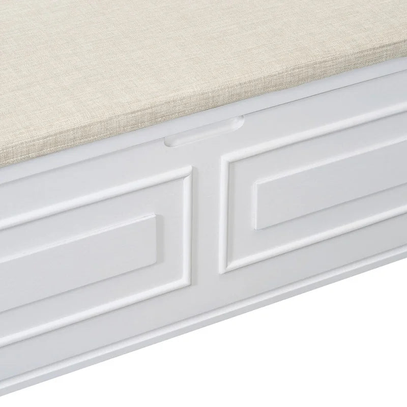 Banc de rangement multifonctionnel en bois massif de style rustique pour entrée avec charnière de sécurité